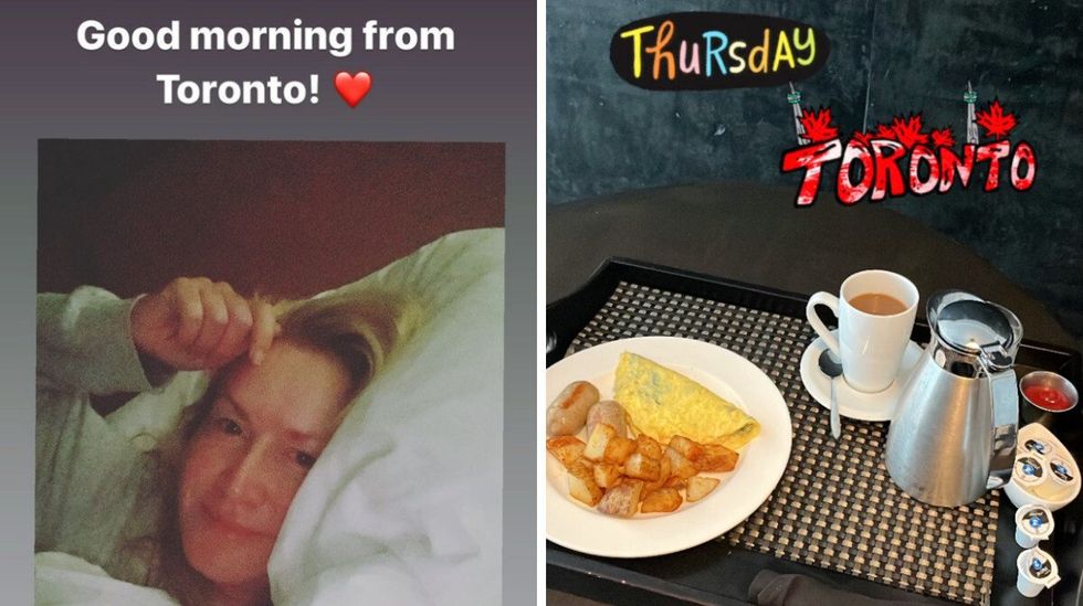 Angela Kinsey. Right: A photo of Jenna Fischer's breakfast.