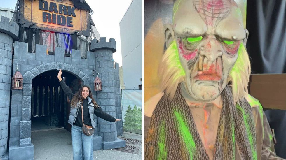 Dark Ride Halloween Haunt. Right: A monster at Canada's Wonderland.