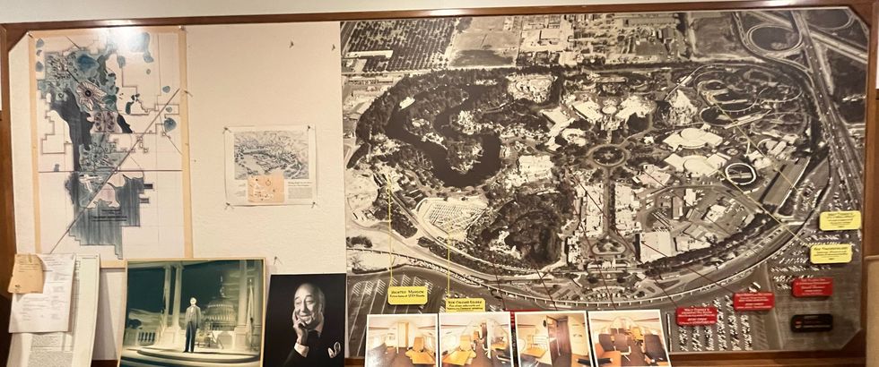Maps showing plans for Disney World and Walt Disney Land.