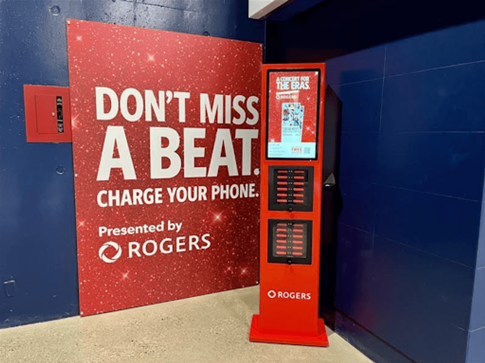 A free charging station at Rogers Centre during Taylor Swift | The Eras Tour.