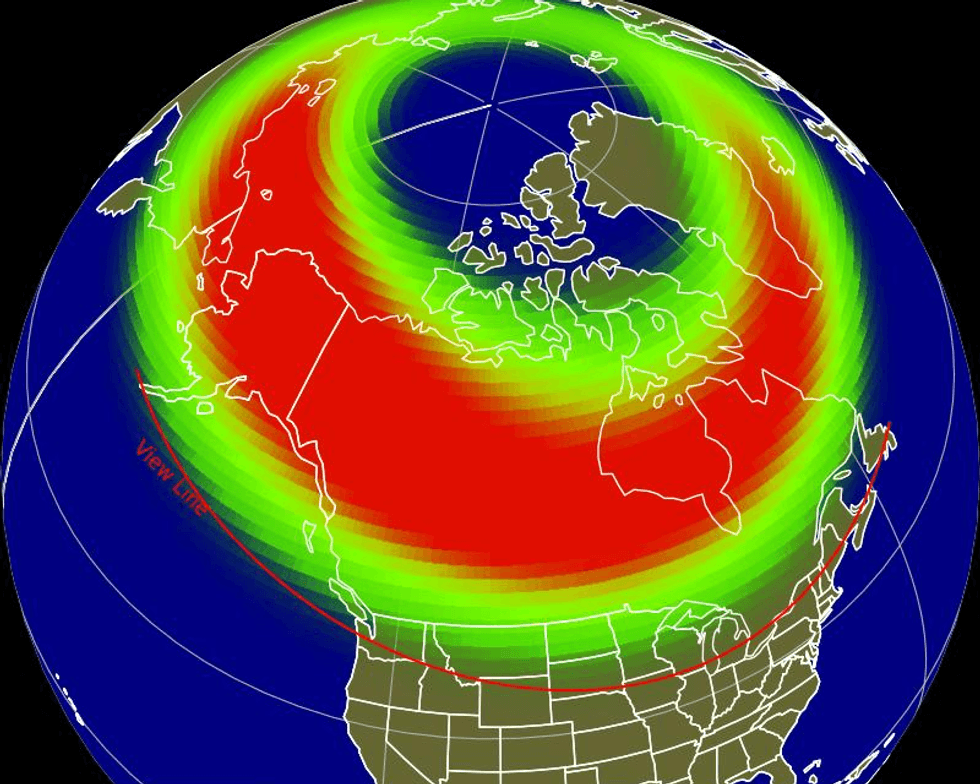 northern lights forecast map of canada for the night of october 16 2025