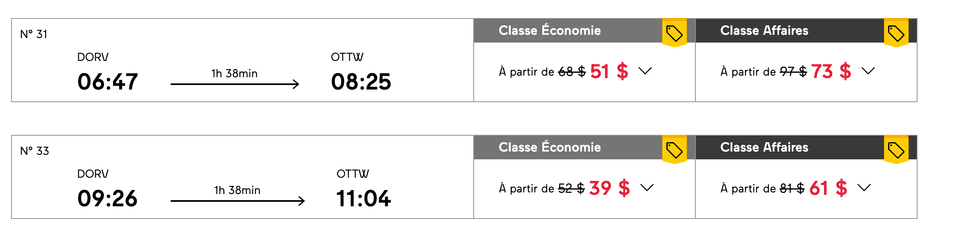Les prix du solde VIA Rail.