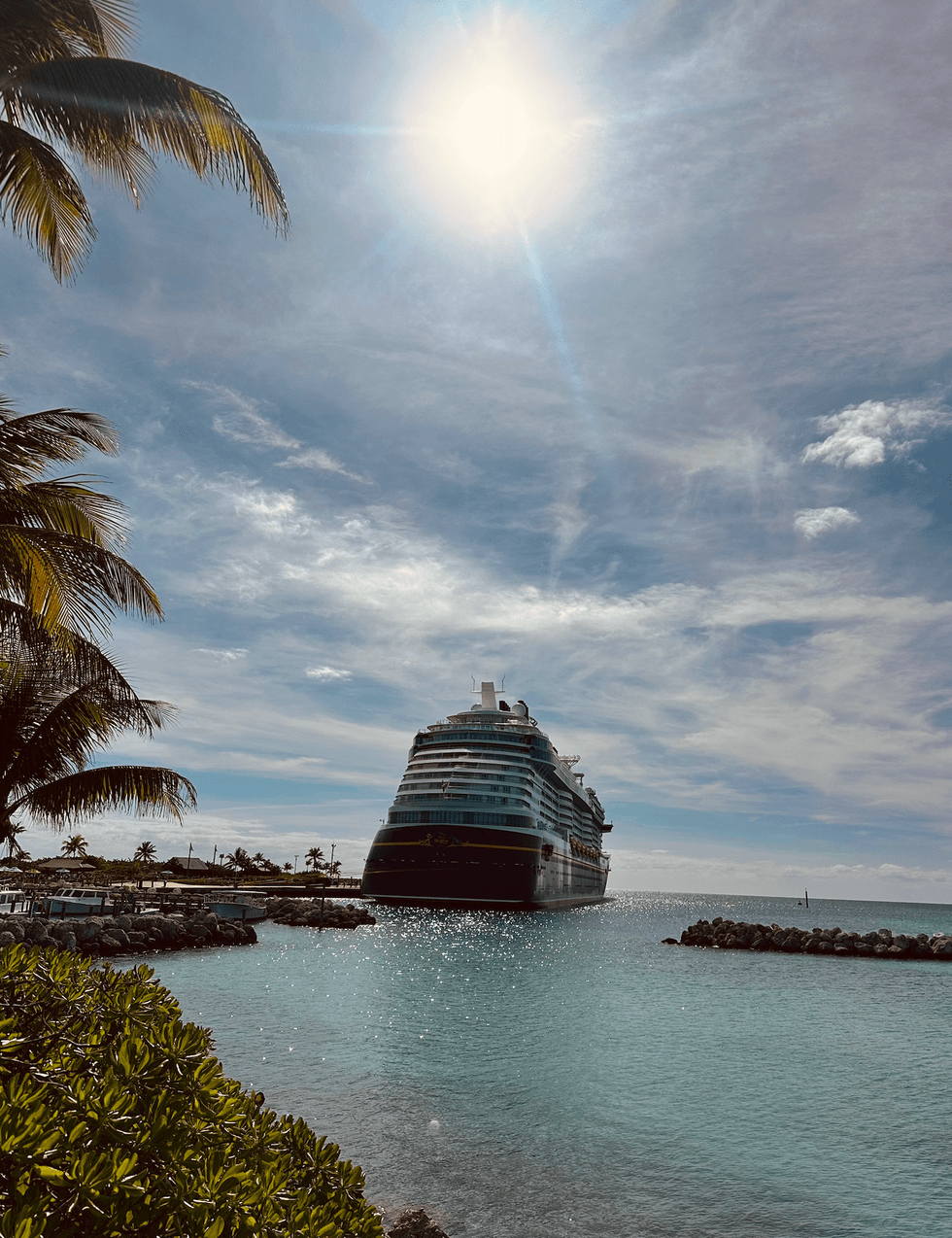 The Disney Destiny docked at Disney's Castaway Cay.
