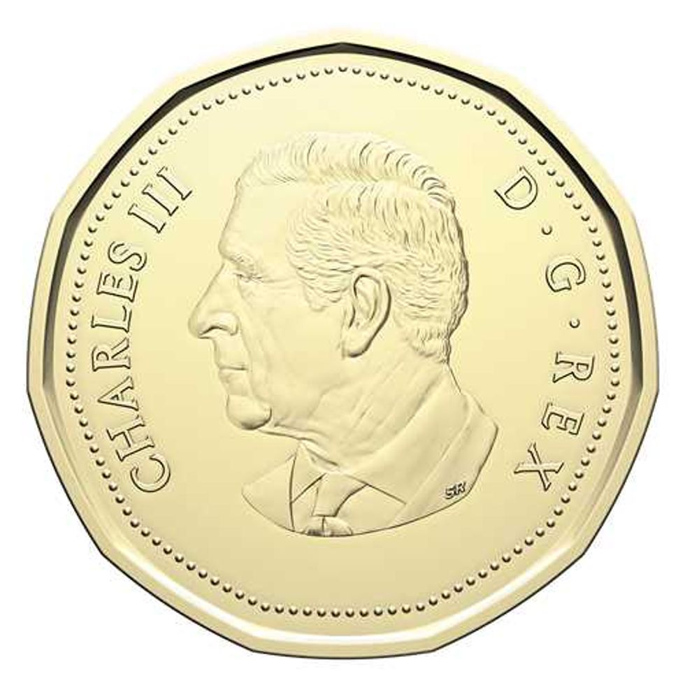 obverse side of Lucky Loonie - Collector's Edition Non-Circulation $1 coin with king charles effigy