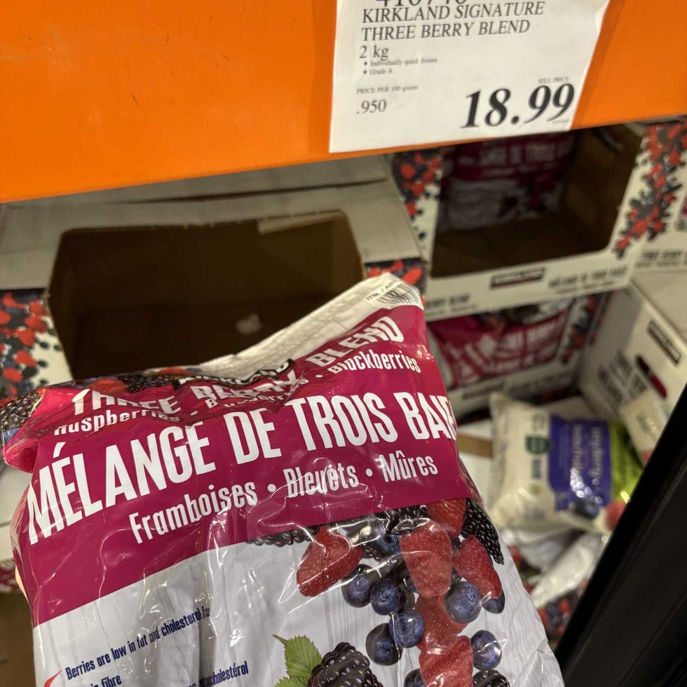 bag of Kirkland Signature frozen berries at costco