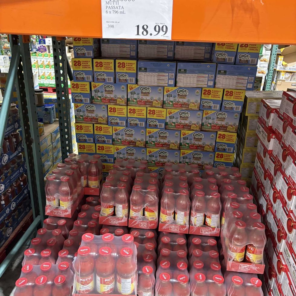 jars of Mutti passata at costco