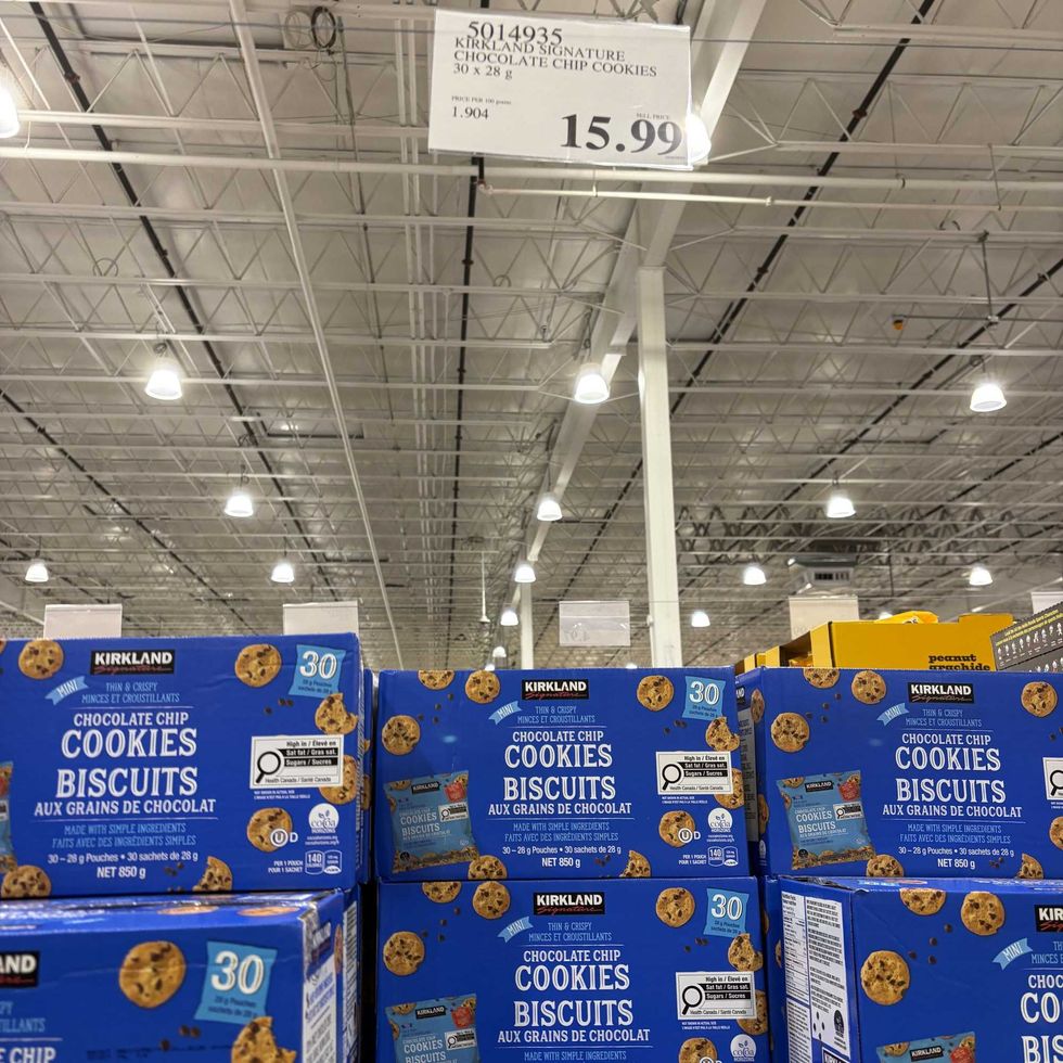boxes of Kirkland Signature mini chocolate chip cookies at costco