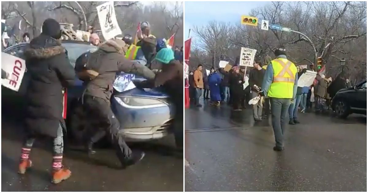 Regina Police Are Investigating After A Car Plows Through A Group Of Protestors (VIDEO)