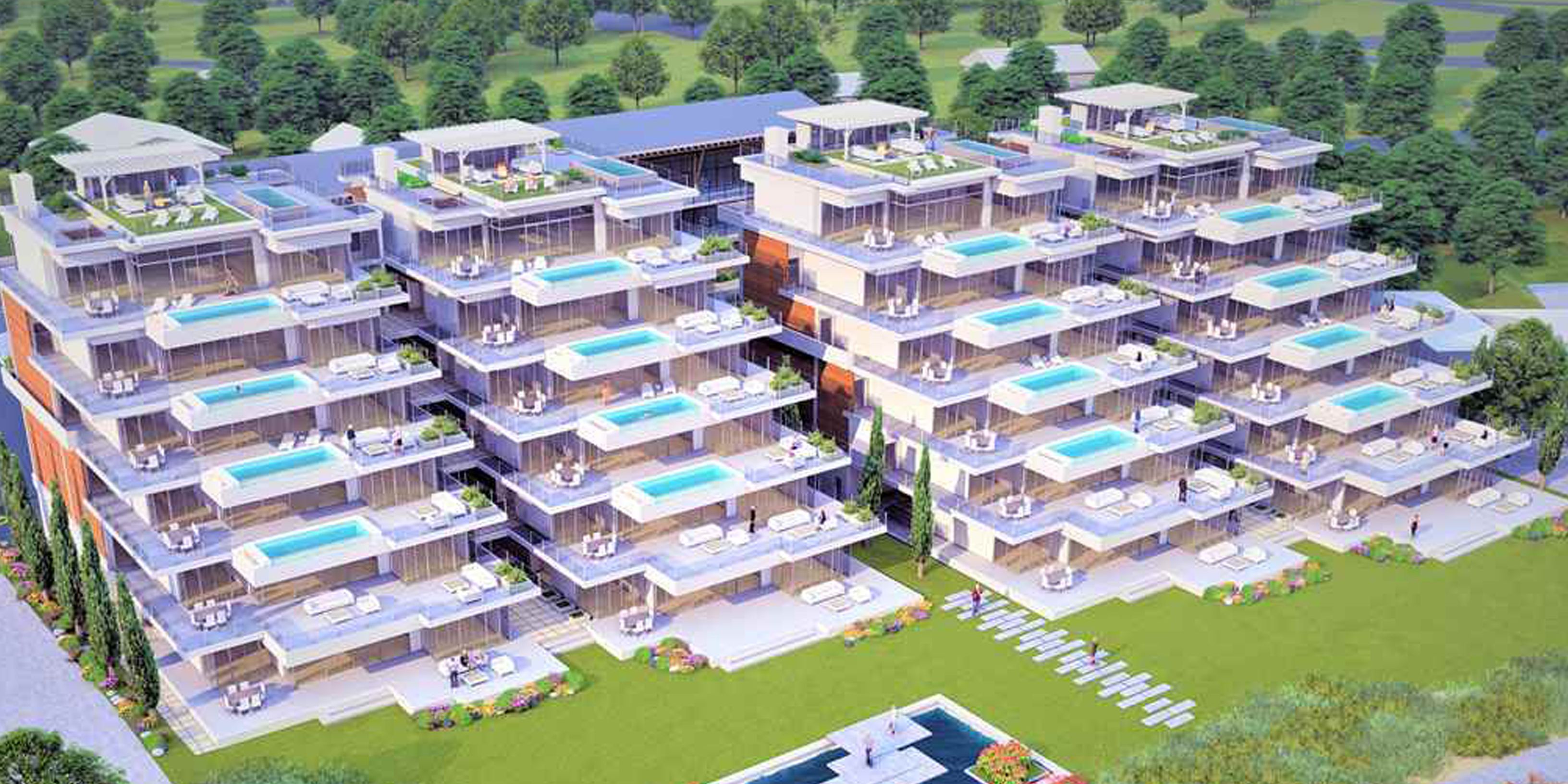Homes For Sale In BC Are Stacked High & Each Comes With A Private Infinity Pool