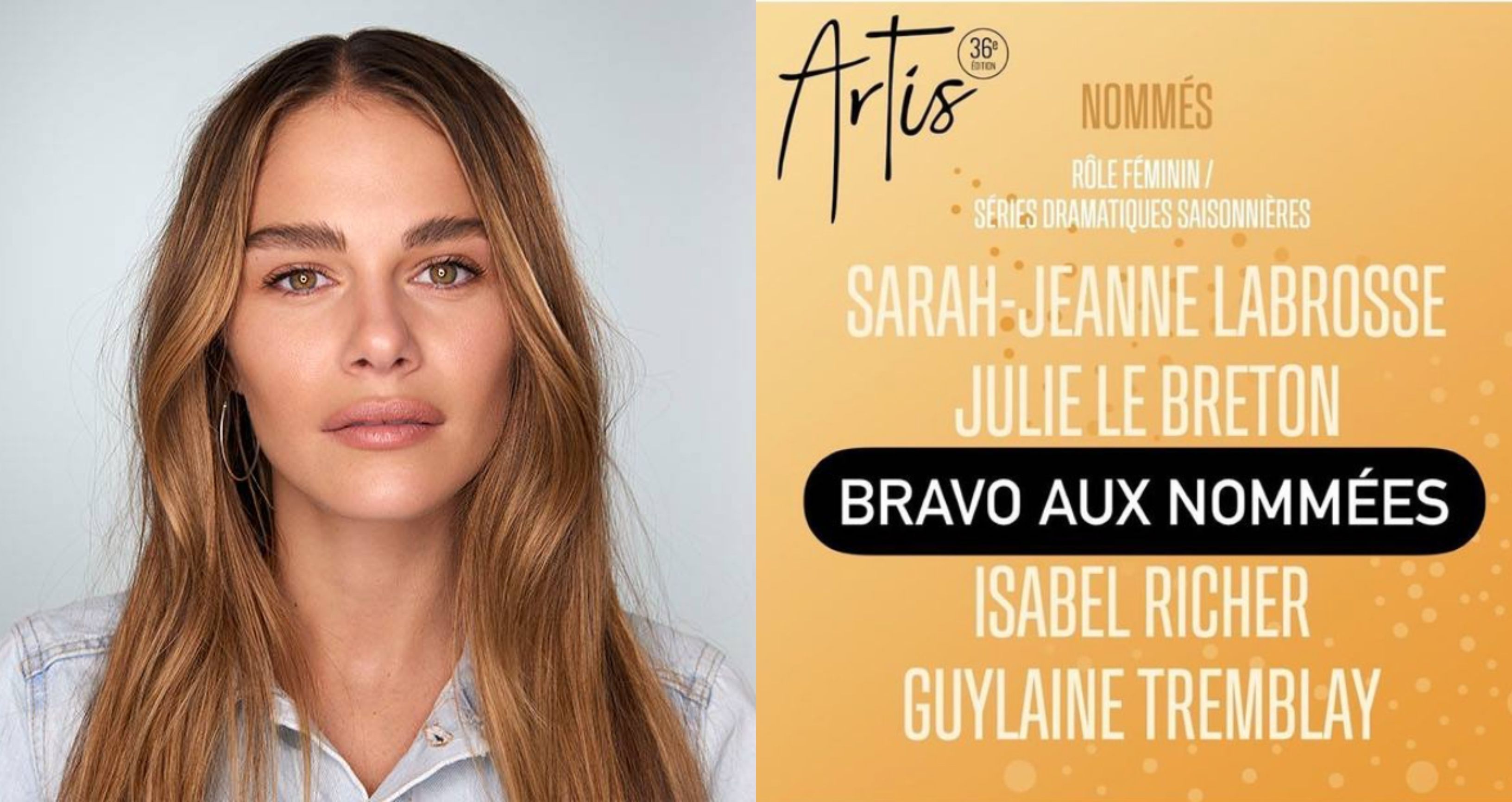 Maripier Morin parmi les nommées à la soirée ARTIS 2021