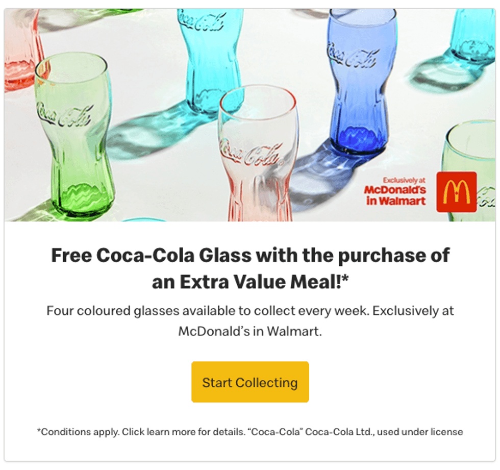 The offer on the McDonald's Canada website.