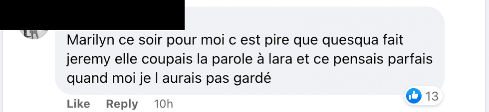 Commentaire Facebook.