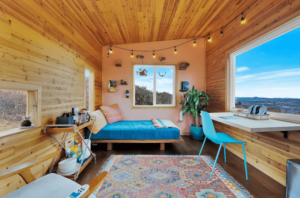Living area at the Casa Rosada tiny home