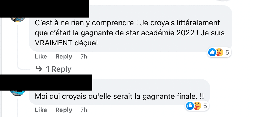 Commentaire Facebook.