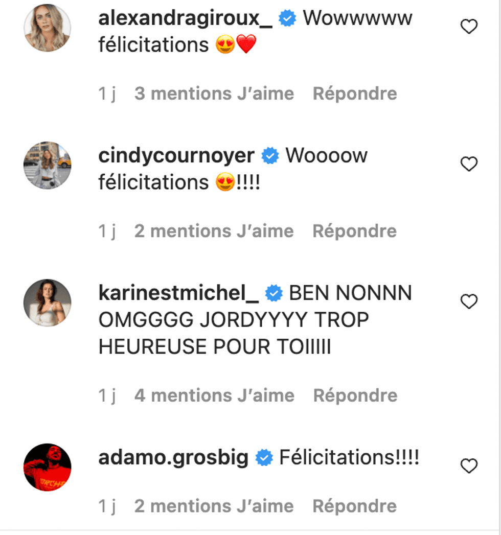 Commentaires Instagram.