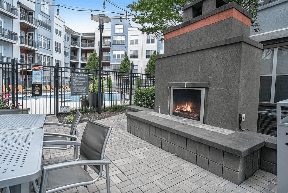 The outdoor living area at Block Lofts.