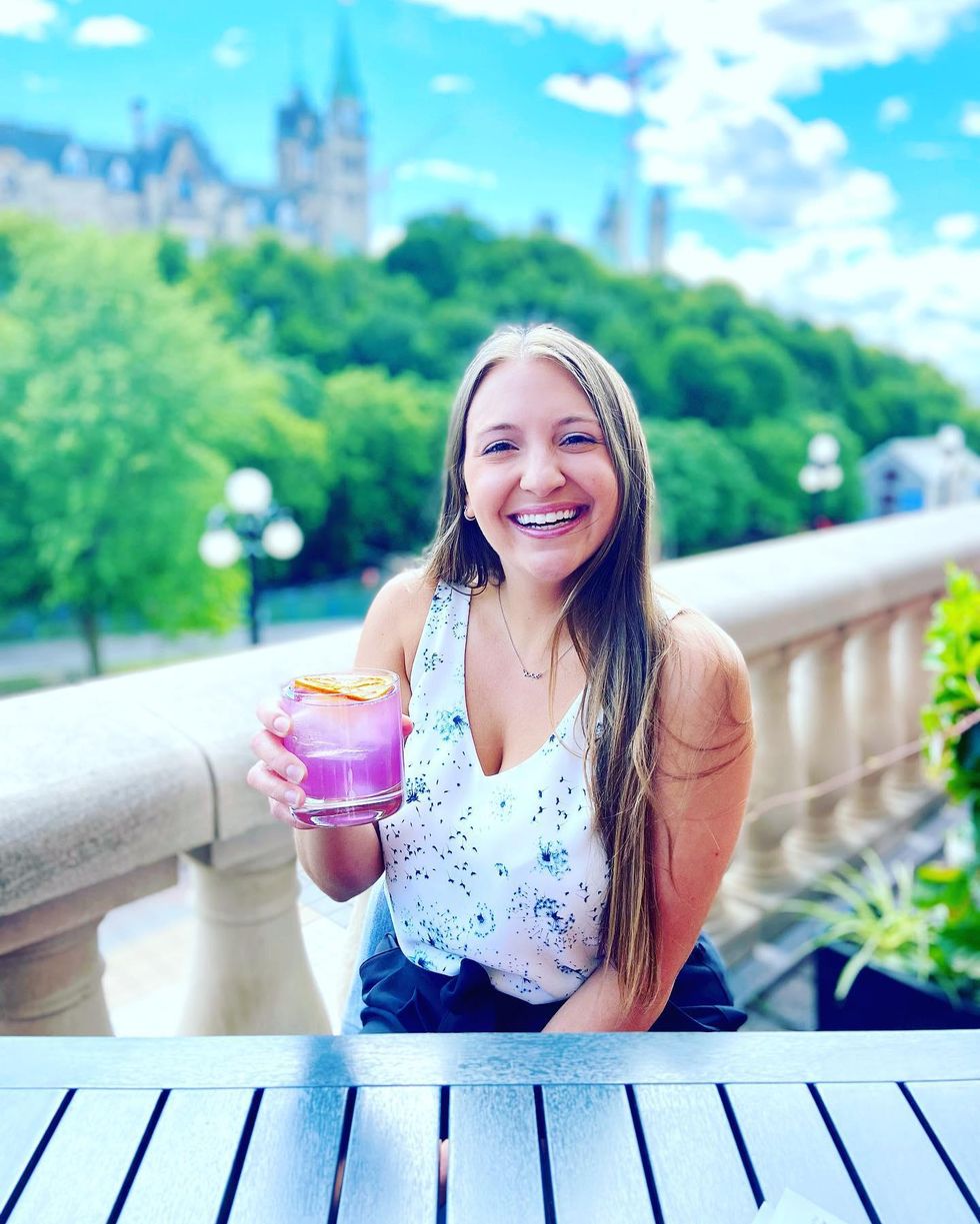 Cocktail on La Terrasse patio at Fairmont Chateau Laurier.