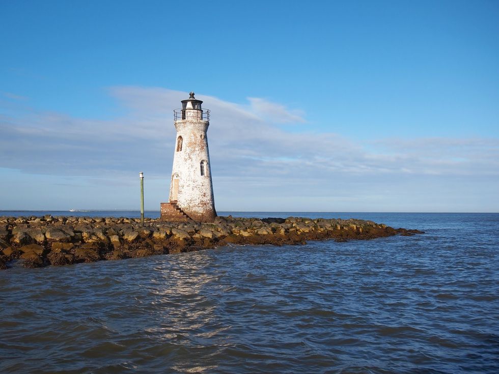 Cockspur Island Lighthouse off the coast of Tybee Island, GA.