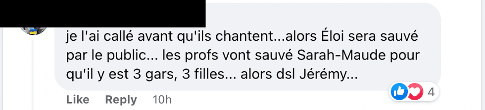 Commentaire Facebook.