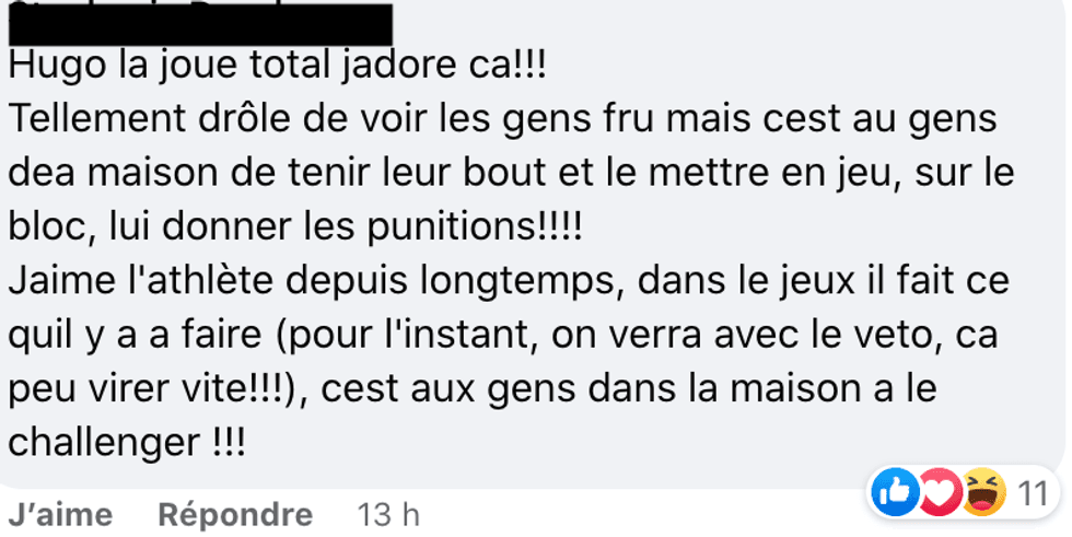 Commentaire sur Facebook.