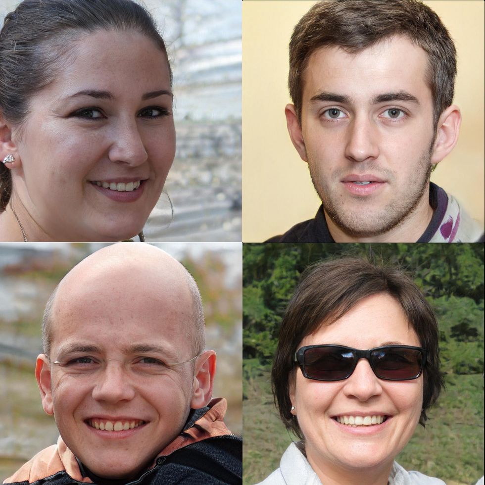 Fake faces created by an AI face generator.