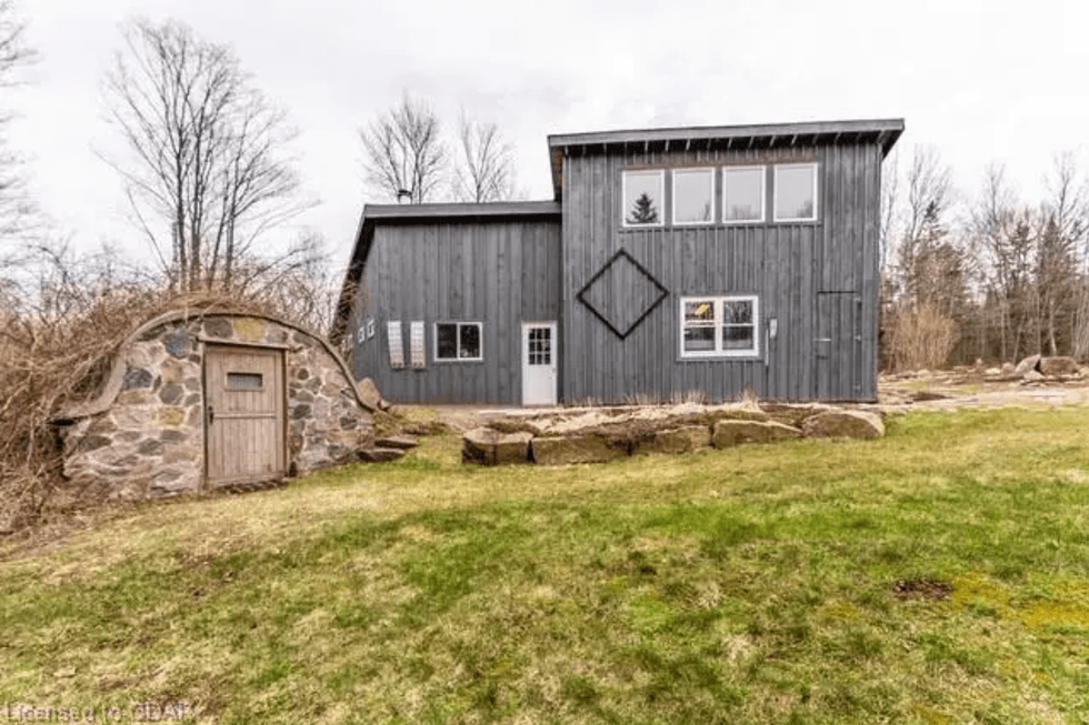 Exterior with cold cellar.