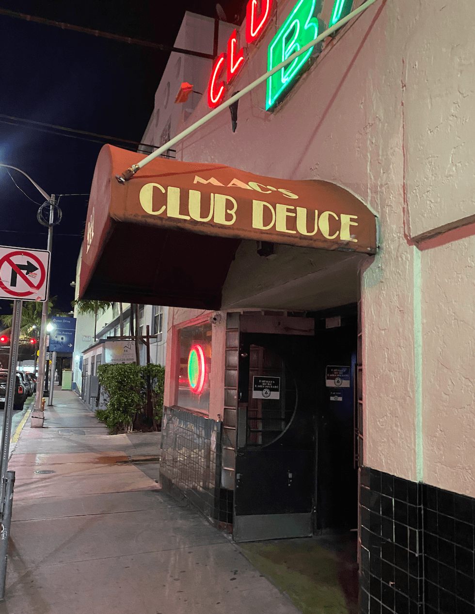 The entrance of Mac's Club Deuce.