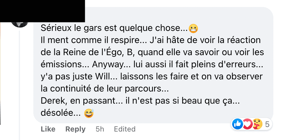 Commentaire Facebook.