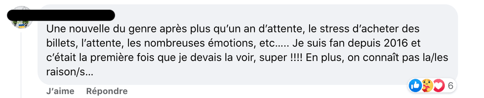 R\u00e9actions apr\u00e8s l'annulation d'un spectacle.