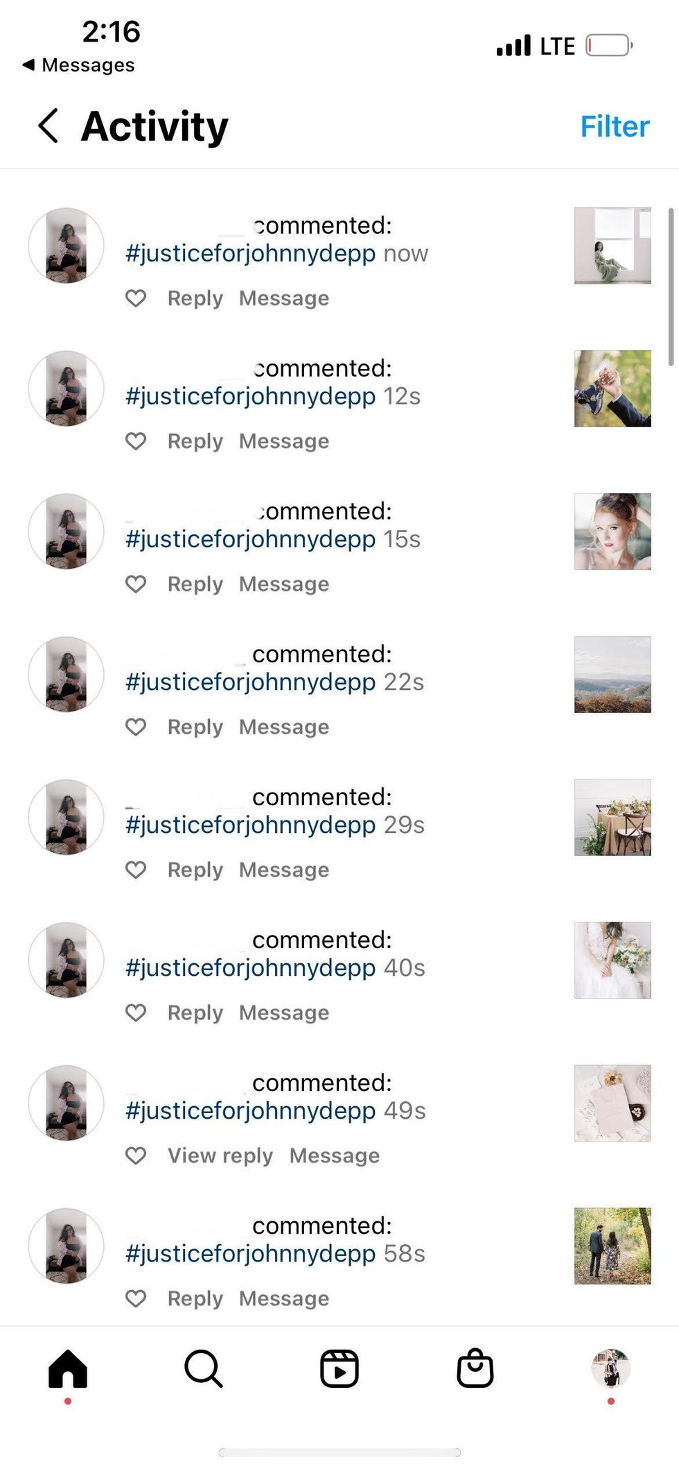 Screenshot of Instagram captions.