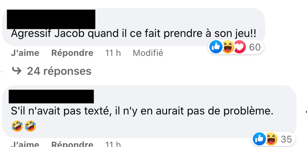 Commentaires sur Facebook.