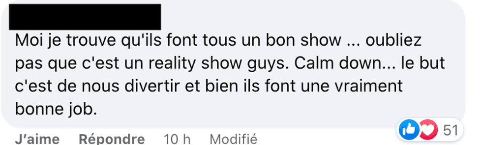 Commentaires sur Facebook.