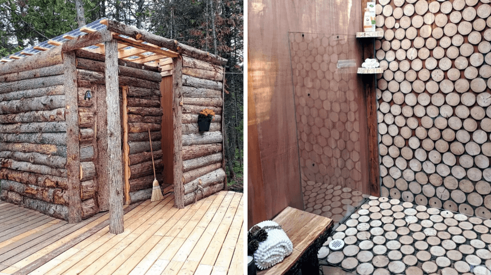 Cabine salle de bain. Droite : Douche.