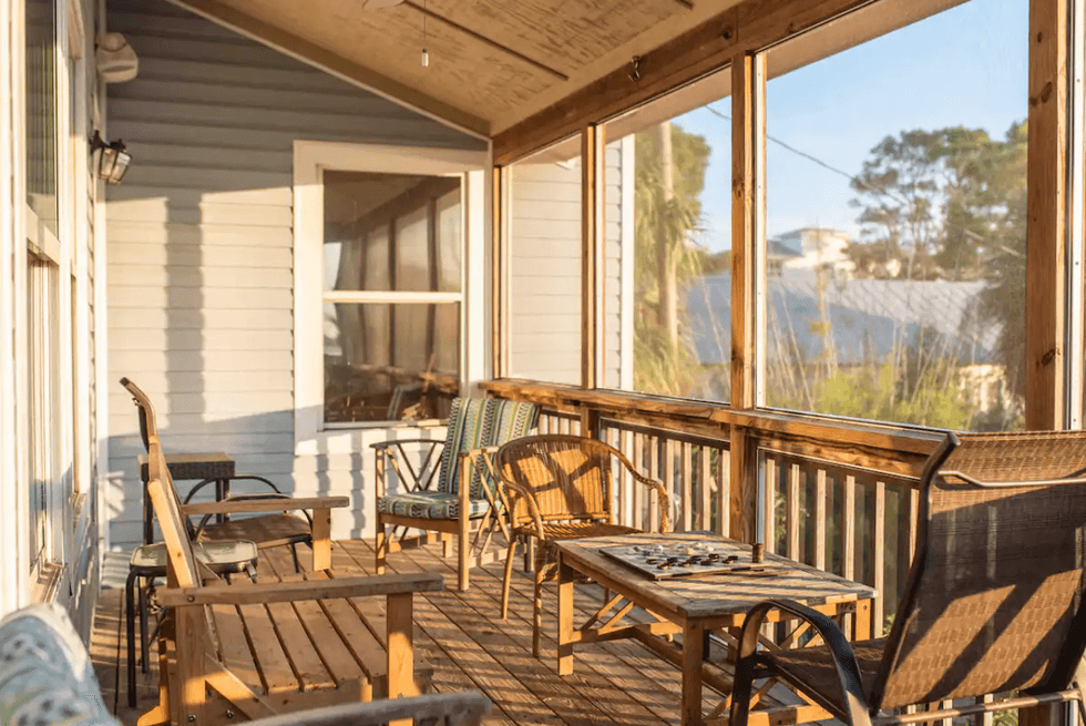 The porch at the Back Beach: Hidden Gem rental.