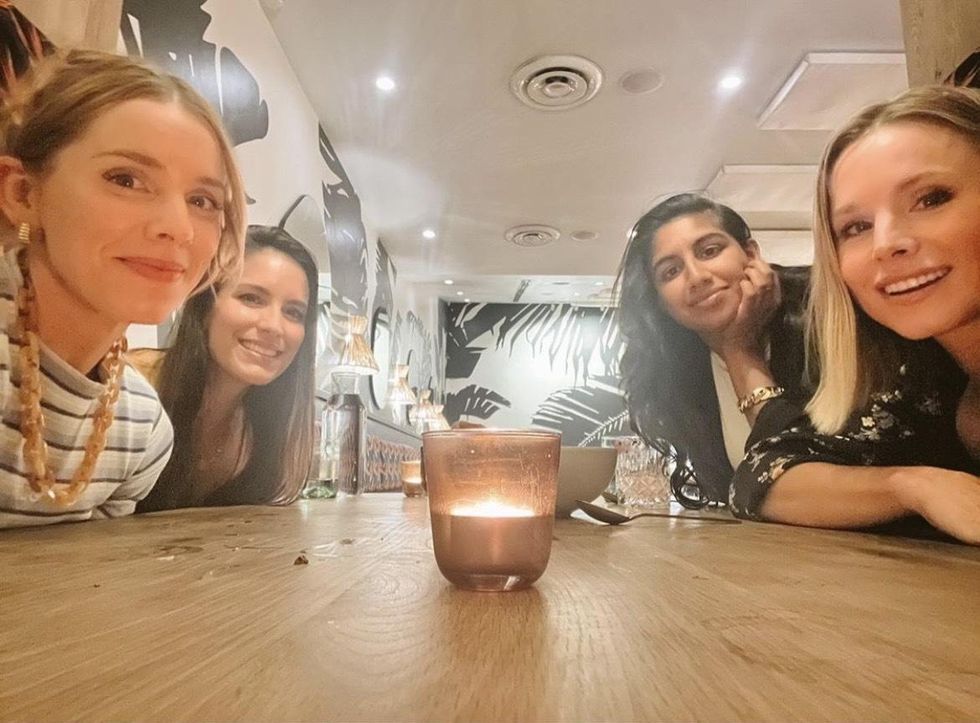Kristen Bell and friends at Canje in Austin, TX.