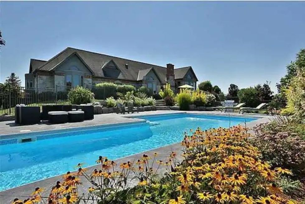 Resort size pool at country estate Airbnb home near Toronto.