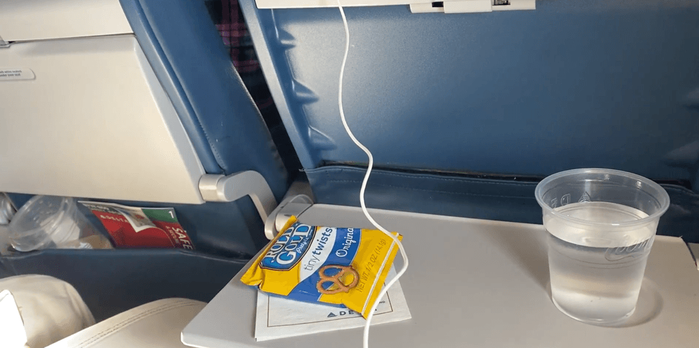 Free snack and drink on the plane.