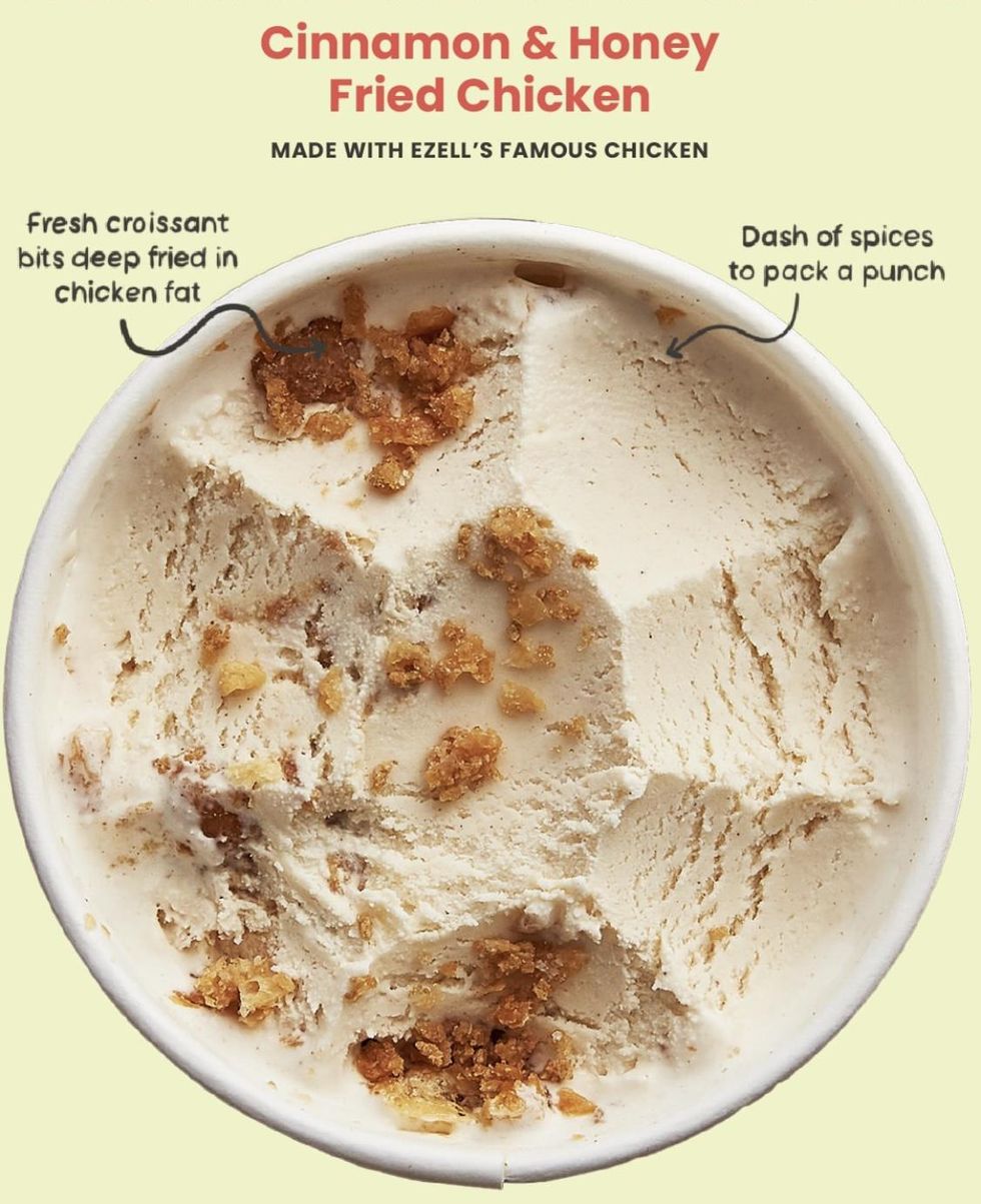 A diagram of the cinnamon and honey fried chicken ice cream.