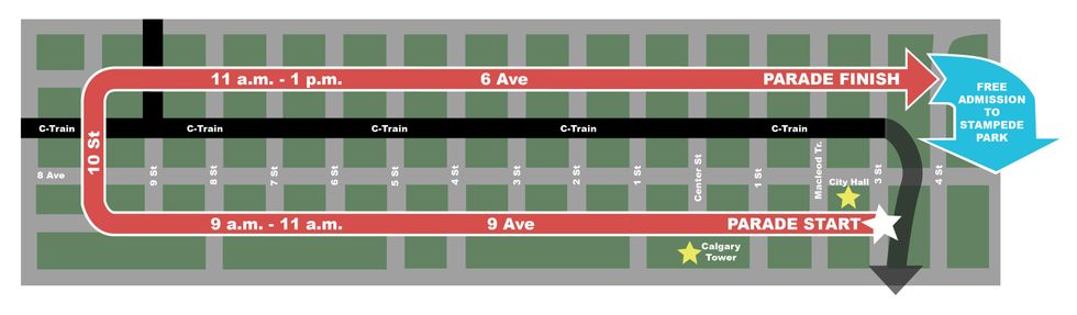 The Calgary Stampede Parade route.