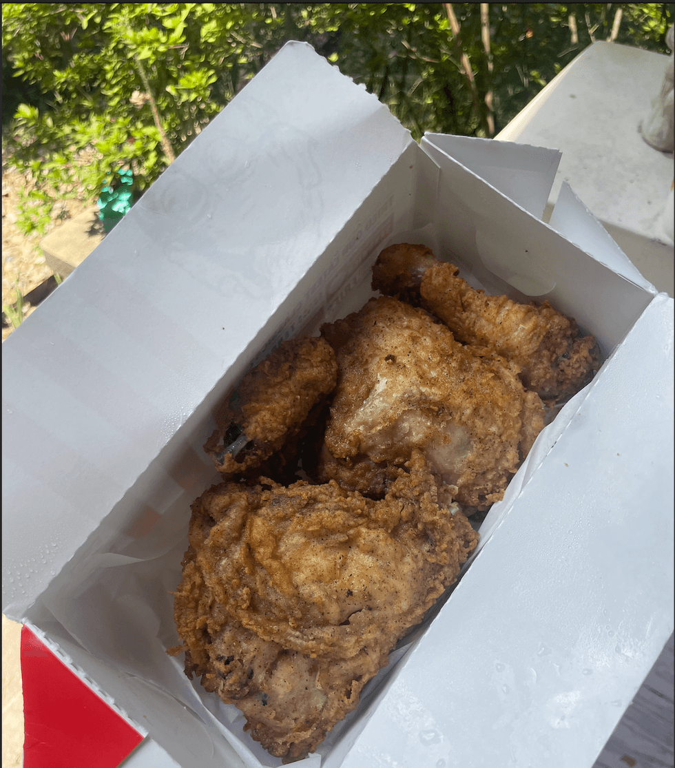 A box of chicken from KFC.
