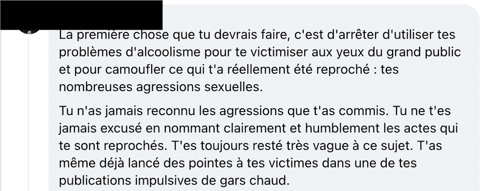 Commentaire Facebook.