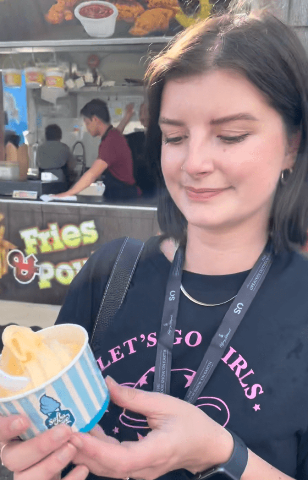 Charlie about to try the soft serve.