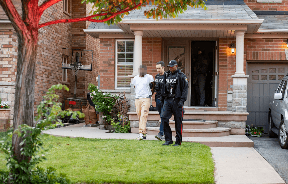 Police arresting a suspect.