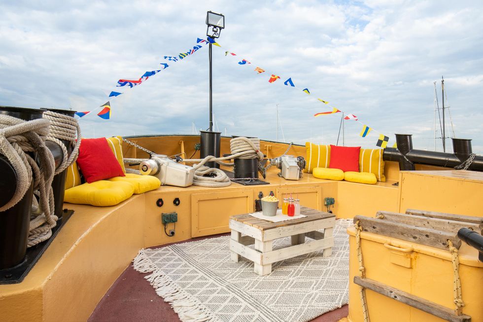 On the deck.
