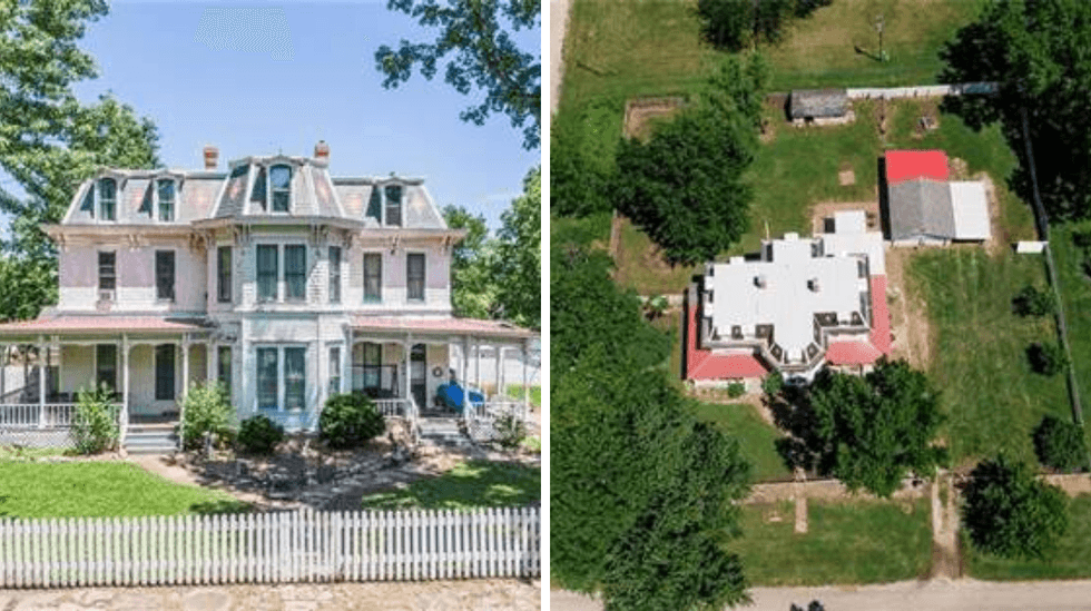 The exterior of Brooks Mansion. Right: An overview of Brooks Mansion.