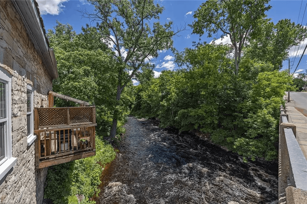 Balcony overlooking the river.