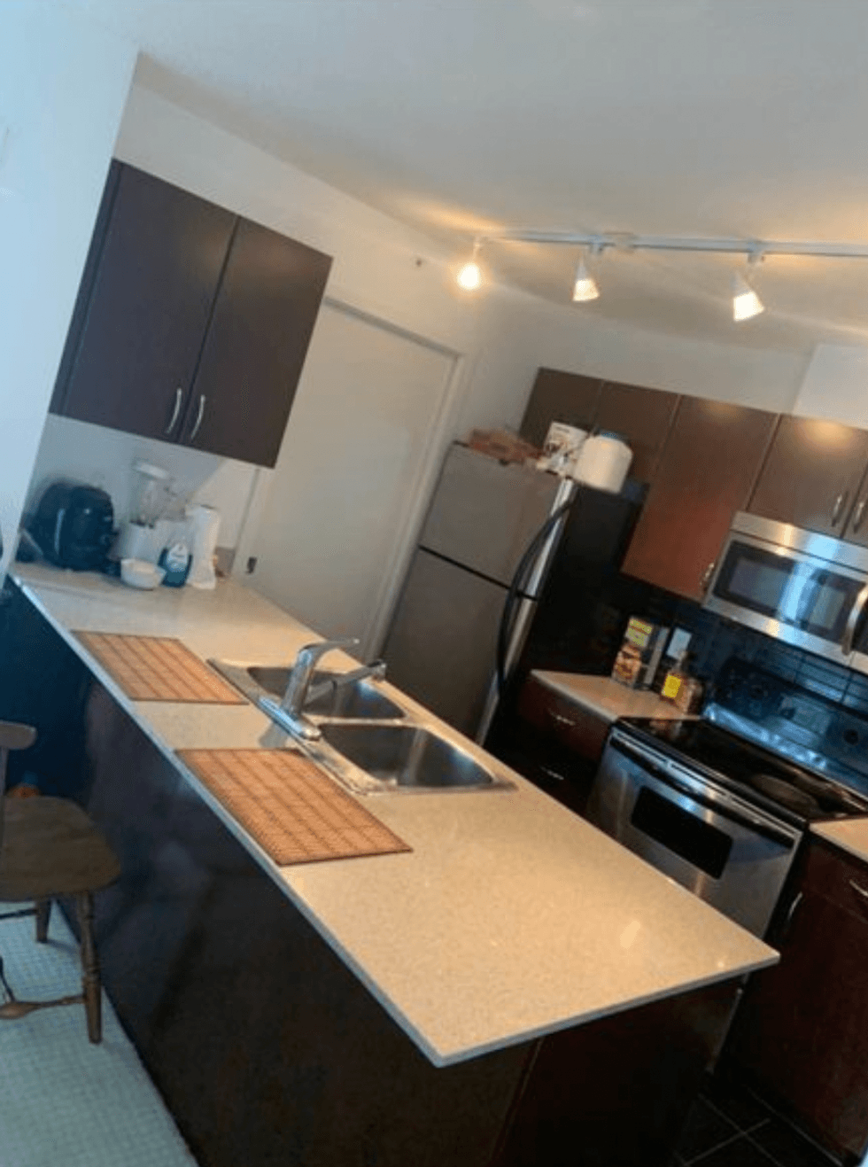 Kitchen of apartment for rent in Vancouver.