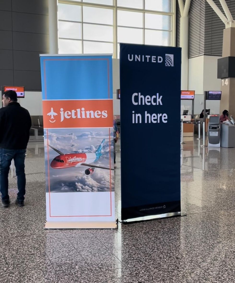 Jetlines check-in at the Calgary airport.