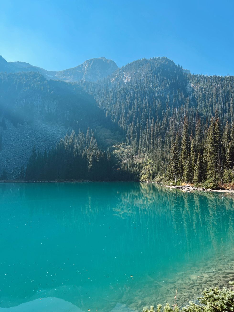 Blue-green water in Middle Joffre Lake.