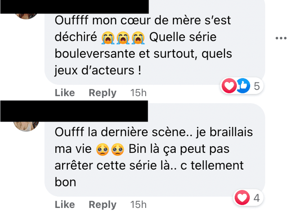 Commentaires sur Facebook.